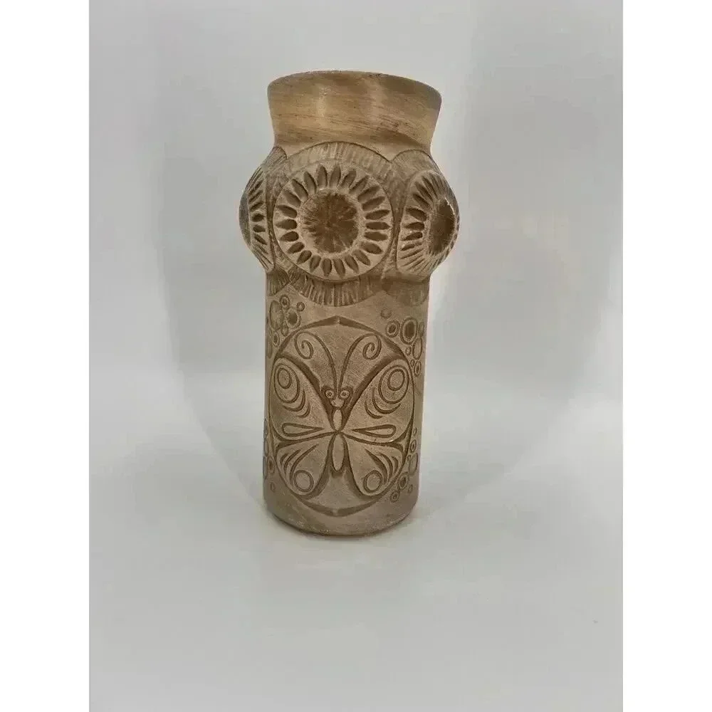 VINTAGE McCoy Vase Scandia #620 Beige Tan Taupe Pottery Butterfly Mid Century